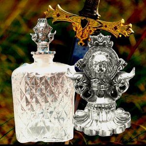 Vintage Glass Decanter Silver Colour Stopper Diamond Cut